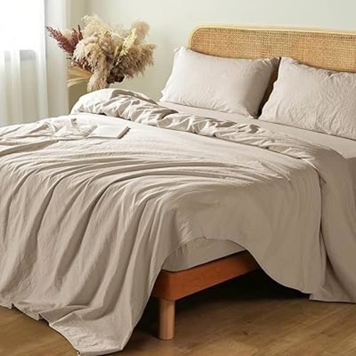 Shilucheng 100% French Linen Sheets - Breathable Cooling Bed Sheets, Soft Durable Tear Resistant