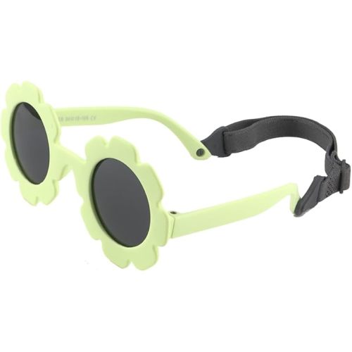 Baby flower Sunglasses with Strap girls Flexible Bendable Polarized Sunglasses for Infant Boys Girls 0-24 Months