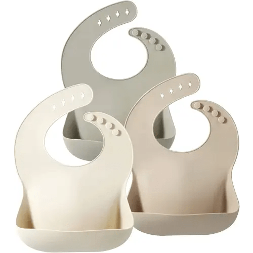 PandaEar Silicone Baby Bib for Girls Boys| Adjustable Waterproof Eating Bibs| BPA Free Soft Durable Silicone Bibs for Babies & Toddlers with Large Pocket Food Catcher