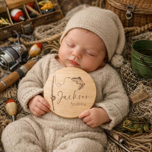 Fishing Baby Boy Name Announcement Sign for Hospital