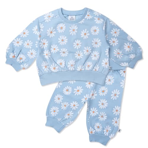 HonestBaby 2-Pack Crewneck Sweatshirt and Sweatpant Set 100% Organic Cotton for Toddler, Baby Boys, Girls