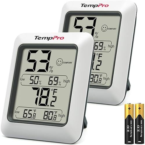 TempPro TP50 2 Pieces Digital Hygrometer Indoor Thermometer Room Thermometer and Humidity Gauge with Temperature Humidity Monitor(Previously ThermoPro)