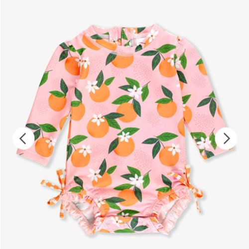 Novelty Long Sleeve One Piece Rash Guard Swim Suit with Ruffles