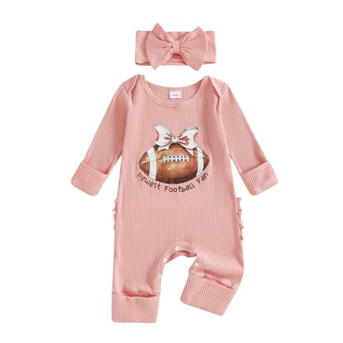 citgeett Baby Girl Newborn Clothes Football Golf Outfit Long Sleeve Romper Jumpsuit Infant Fall Winter Outfits Clothes