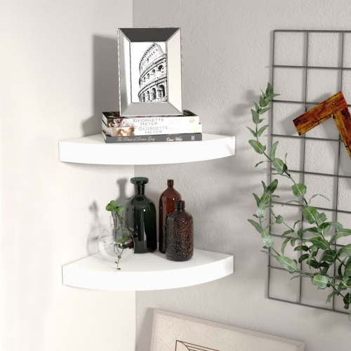 vidaXL Floating Corner Shelf Oak 9.8"x9.8"x1.5" MDF