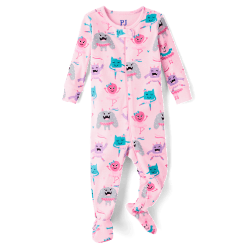 Baby And Toddler Girls Sunflower Snug Fit Cotton Footed One Piece Pajamas - Pink