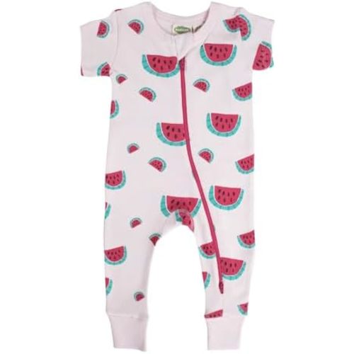 PARADE Organic Signature Print '2-Way' Zip Romper Short Sleeve