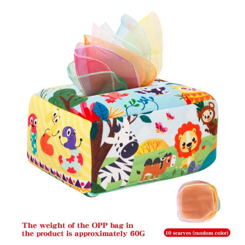 Magic Tissue Box Toy - Endless Pull Sensory Toy for Infants, Early Education Finger Exercise Toy, Un-Tearable Fabric Tissues for Babies, Montessori Learning Activity, Fine Motor Skill Toy
