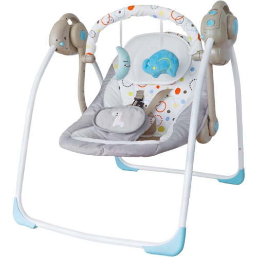 Vikua Baby Swings for Ifants,6-Speed Portable Compact Baby Swing with Toys for 0-9 Months 6-25 lbs,Unisex,White Gray