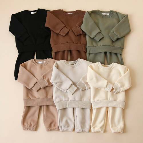 Baby Toddler Kids Fleece Sweat Set Outfit | Earthy Tones – August + Willow