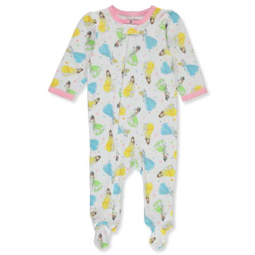 Komar Kids Girls Disney Baby Little Princesses Cotton Infant One Piece Sleeper (6-9 Months)