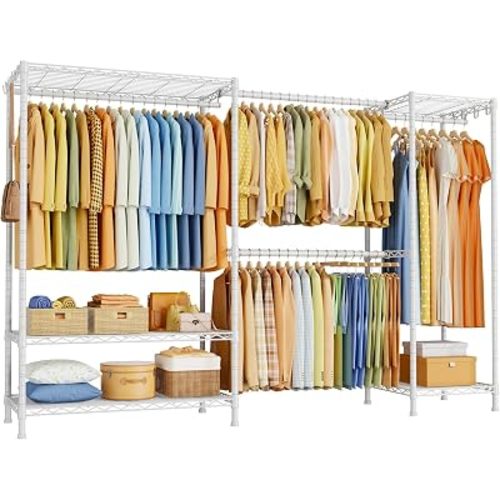 ULIFHOME Heavy-Duty Garment Rack, Adjustable Clothing Racks Hanging Clothes
