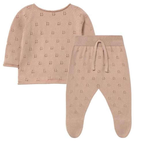 Li + Me Pointelle Knit Top + Pant Set Blushed | Posh Baby