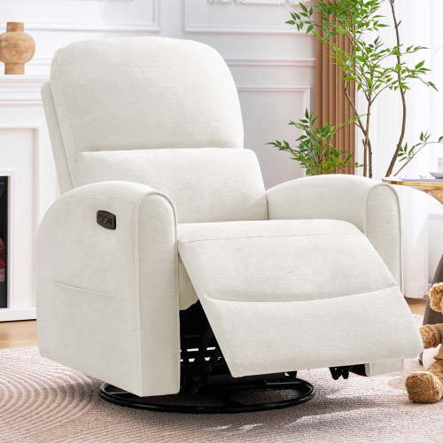 Aemeios Power Recliner Swivel Rocker Glider Chair, Nursery, White