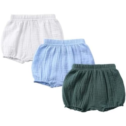 HAOLUKI Baby Girls Boys Bloomers Newborn Toddler Kids Unisex Cotton Linen Shorts Solid Color Cute PP Pants