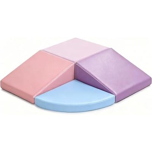 Climbing Foam Blocks for Toddlers: PU Leather Foam Blocks for Kids Active Play - Toddler Climbing Toys Indoor - Durable Playground Gym Preschool Toddler Toys for Boys and Girls (Purple/Pink)