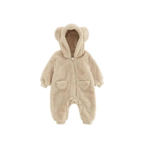 Baby Fleece Hooded Jumpsuit – Cozy Bear One-Piece (0-24M)