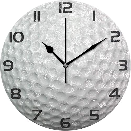 ALAZA Golf Ball Clock Painted Silent Non-Ticking Round Wall Clock Home Art Bedroom Living Dorm Room Decor