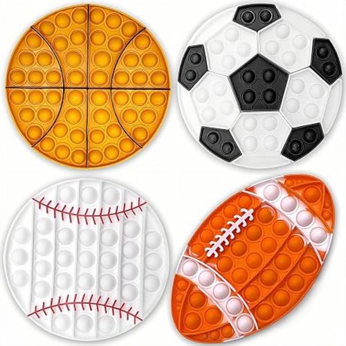 4 Pcs Fidget Toys, Sports Push Bubble Pop Fidget Sensory Toy