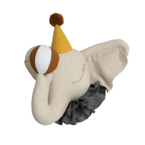 Elephant circus with a yellow cap