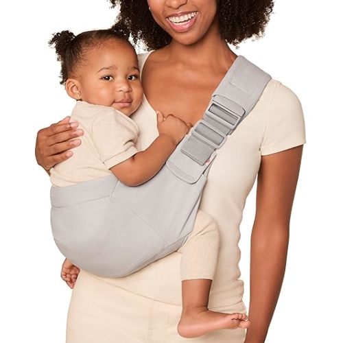Ergobaby Upsie Sling Baby Carrier for Babies and Toddlers 6-48 Months (17-45 lbs) - 2-Position Ergonomic Baby Carrier with Front Storage Pocket, Hip-Healthy Positioning - Pearl Grey