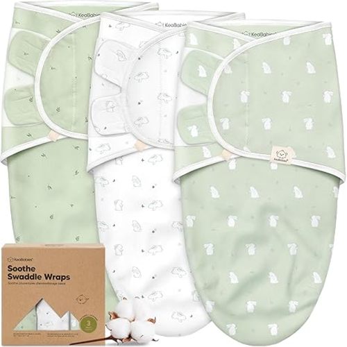 3-Pack Organic Baby Swaddle Sleep Sacks - Swaddles for Newborns, Infant 0-3 Months, Baby Girls, Boys, Soft & Snug Newborn Sleep Sack, Nursery Swaddling Blankets (Bunnies, OS)