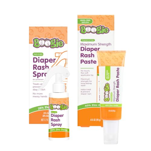 Boogie Diaper Rash Bundle - Rash Spray & Maximum Strength Paste | Includes Diaper Rash Spray & Paste - Made with Zinc Oxide - Mess-Free Application - Diaper Bag Essential