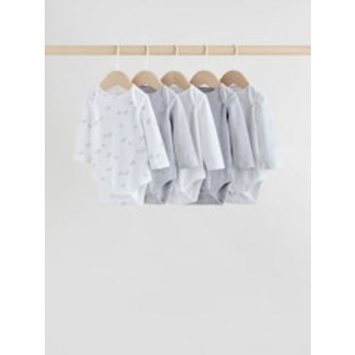 Buy Grey Long Sleeved Baby Bodysuits 5 Pack from Next USA