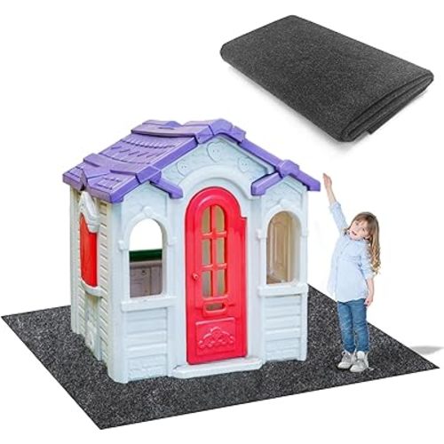 Outdoor Playhouse Mat 55 * 70.8 in Non Slip Backing Outdoor Play Mat Playhouse Activity Pad Rug Waterproof House Play Mat for Outside Game