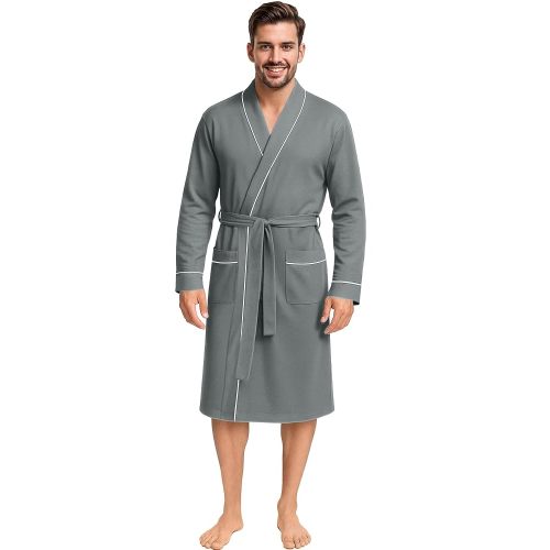 NY Threads Men's Robe Cotton Blend Knit Bathrobe