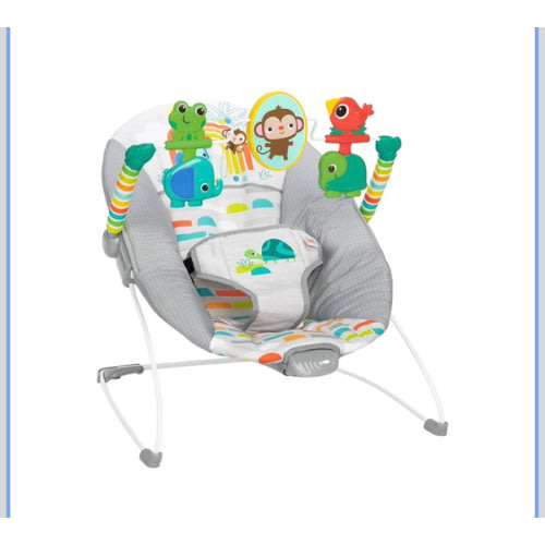 Bright Starts Playful Paradise Comfy Baby Bouncer Seat with Soothing Vibration and Toys, Unisex, 0-6 Months