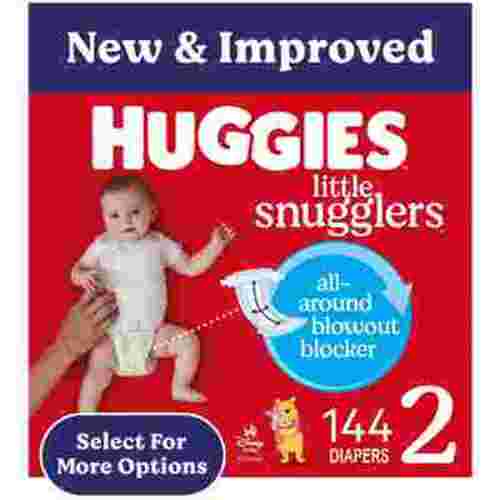Huggies Little Snugglers Baby Diapers, Size 2 (12-18 lbs), 144 Ct (Select for More)