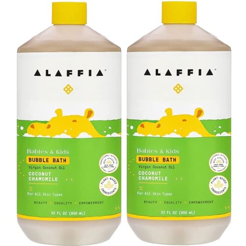 Alaffia Babies and Kids Bubble Bath, Gentle Baby Essentials for Delicate Skin, Cleansing & Calming Bubbles, Plant Based Formula, Vegan, Coconut Chamomile (2 Pack - 32 Fl Oz) | Gentle Baby Essentials, for Delicate Skin, Cleansing & Calming Bubbles, Babies 