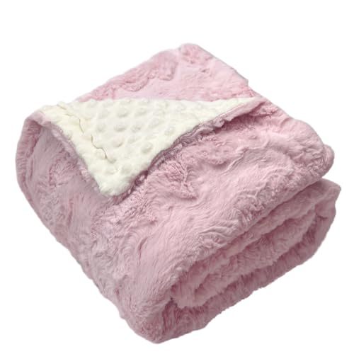 BUTTZO Baby Blanket for Boys Girls Toddlers,Fuzzy Soft Warm Cozy Minky Dot Receiving Blanket,Baby Newborn Blanket Shower Gifts (Pink, 30 X 40 inch)