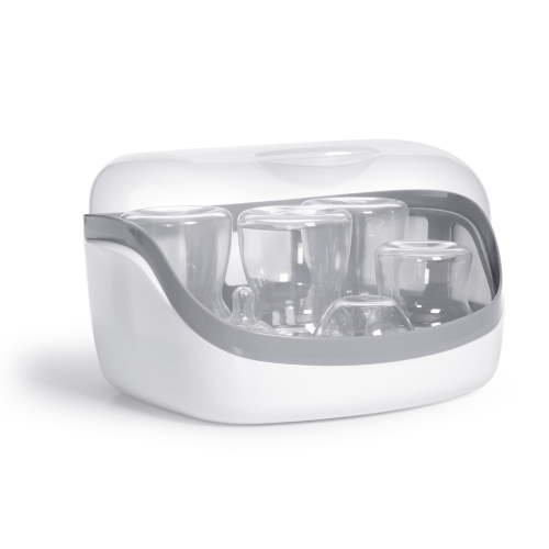 Chicco Microwave Steam Sterilizer for Baby Bottles, Nipples, Pacifiers, and Other Feeding Items - White, New