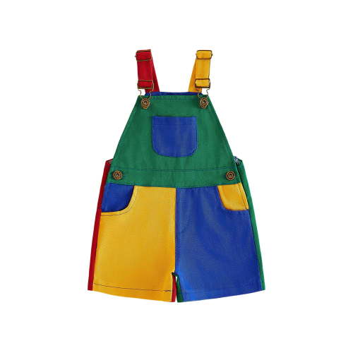 BemeyourBBs Toddler Baby Boy Girl Patchwork Overalls Shorts Kids Contrast Color Sleeveless Romper Jumpsuit with Adjustble Shoulder Strap Pockets 90s Clothes