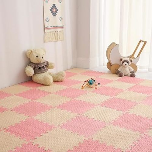 36 Tiles Foam Play Mat, Non-Toxic Square Foam Floor Tiles for Kids
