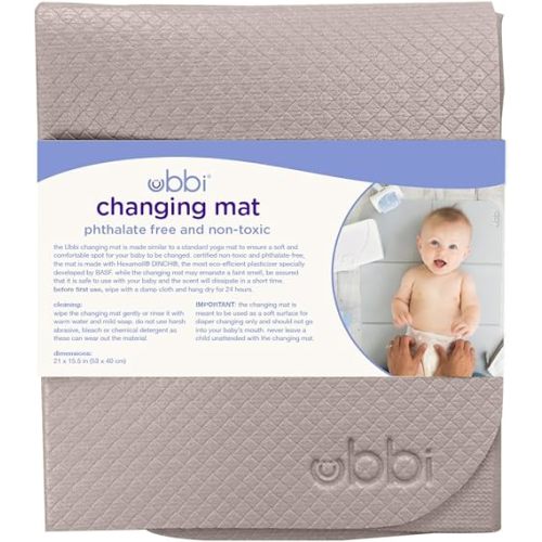 Ubbi On-The-Go Diaper Changing Baby Mat, Soft and Comfortable Diaper Bag Accessory Must Have for Newborns, Easy to Clean, Portable Folding Pad, Baby Traveling Accessories, Taupe