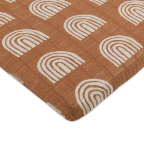 Babyletto All-Stages Bassinet Sheet in GOTS Certified Organic Muslin Cotton - Terracotta Rainbow