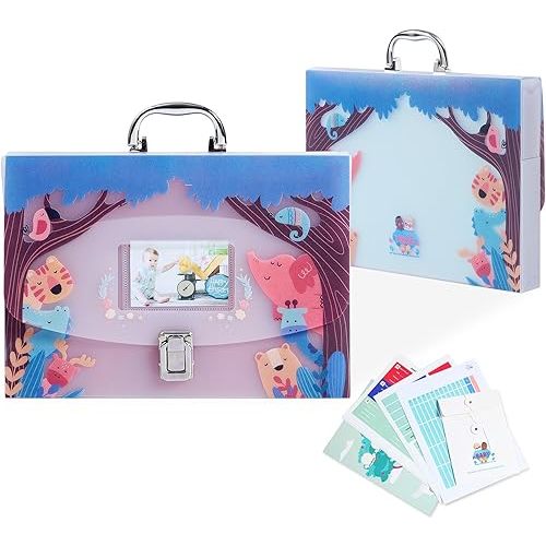 12 Pockets Baby File Organizer for Boy or Girl, Our Baby Paperwork Organizer with Silver Metal Handle, Lock, Pregnancy Documents, Baby Record Folder, Baby Paper Organizer, Baby Folder