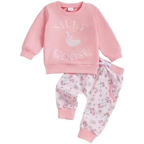 Baby Girl Fall Winter Outfit Infant Letter Print Long Sleeve Sweatshirt and Jogger Pants 6 12 18 24M 2T Girl Clothes