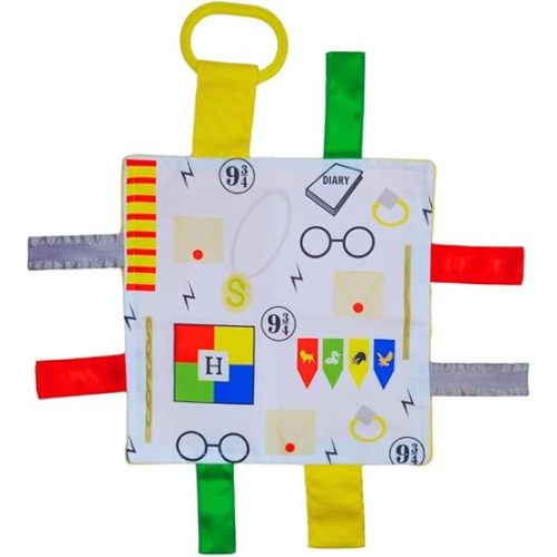 Lovey Chew Blanket Crinkle Toy Tag Square Sensory by Baby Jack (Wizard)