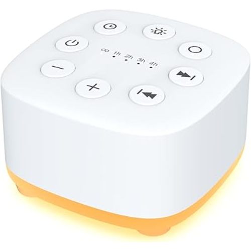 Meditation White Noise Sound Machine 30 Soothing Sounds with 32 Volume Control 12 Night Light 5 Timers Portable Sleep Machine for Travel Powered by AC or USB Sleep Therapy for Baby Kids Adults (White)