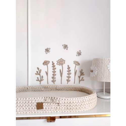 Wooden Wildflowers Wall Decor Set with Bees Daisy Baby Wall Art Kids Daisies Wall Decor Boho Nursery Decor Eco Friendly Nursery Decoration - daisies+sprigs+bees