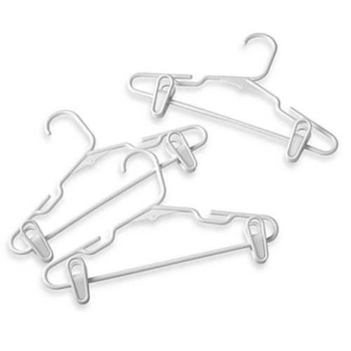 3-pack Plastic Children's Clothes Hangers with Clips in - White