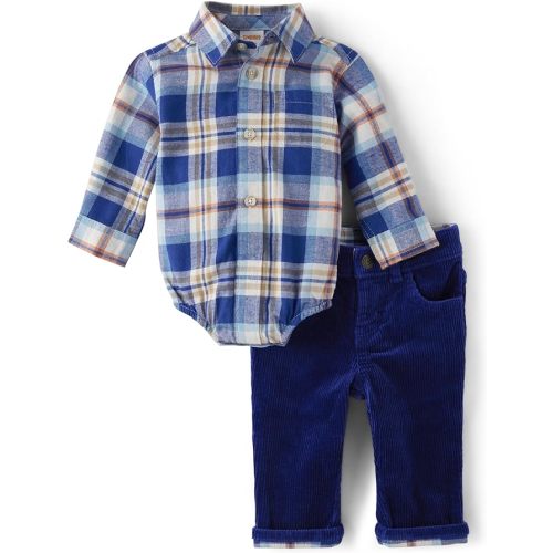 Gymboree baby-boys And Newborn 2 Piece Special Occasion Outfit, Top and Pant Set - 0-3 Months - Navy Check