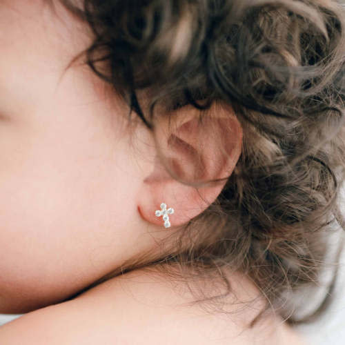 14k Gold & Stone Cross Earrings – Baby Beau and Belle