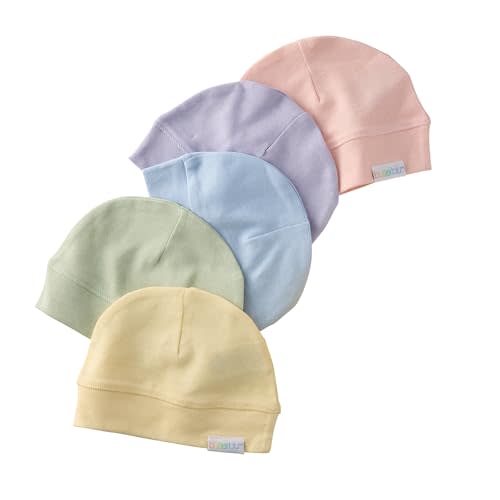 Butterblu Charlie 5-Pack Caps 100% Organic Cotton Beanie Hats for Newborn and Baby Girls, Boys, Unisex