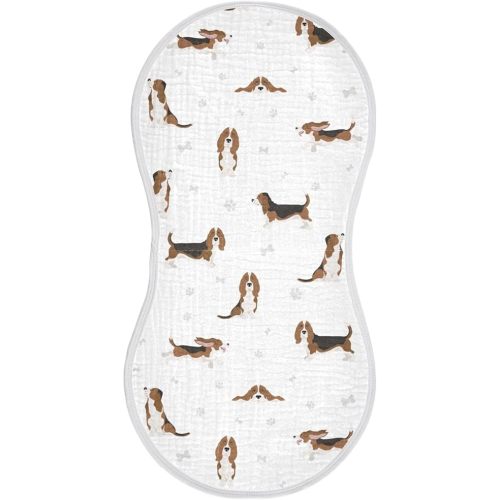 Basset Hound Dog Pattern Muslin Burp Cloths for Baby 1 Pack Soft 100% Cotton Baby Washcloths Bibs for Boy Girl