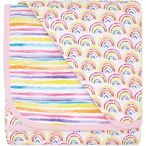 Little Sleepies Cloud Blanket, Soft Viscose from Bamboo Toddler & Baby Blanket for Boys & Girls, Lightweight, Perfect for Hot Sleepers, 50" x 50", Large (Pastel Rainbows)